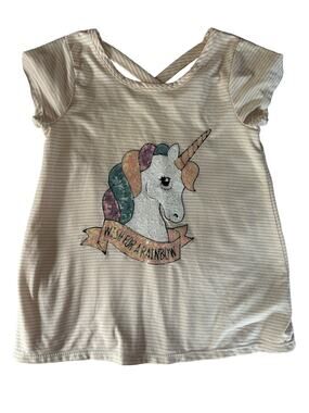 Btween Pink Stripe Unicorn Shirt size 8